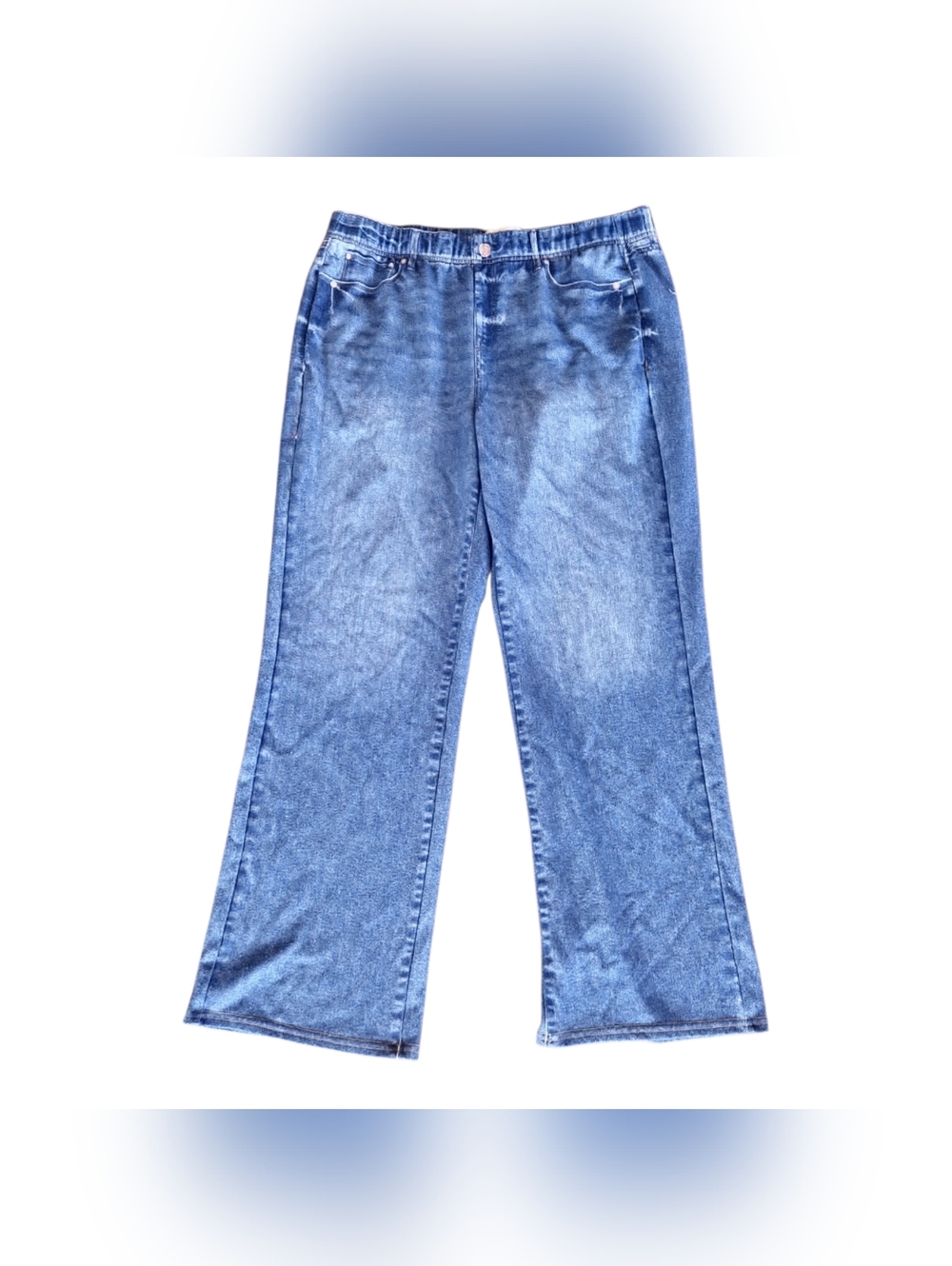 Seven7 Jeans Wide Leg High Rise Womens Size Large Medium Wash Stretch Leggings